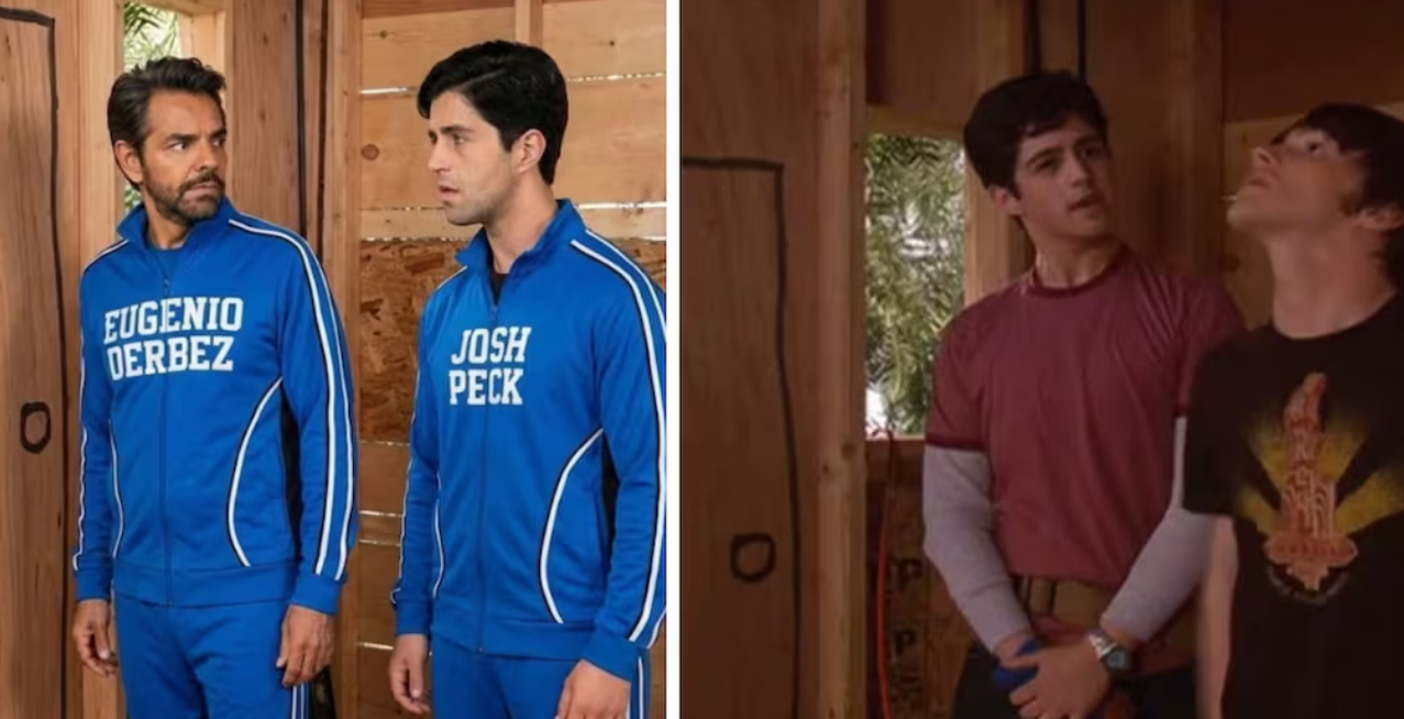 Eugenio Derbez y Josh Peck recreando la escena de la Casa del Árbol